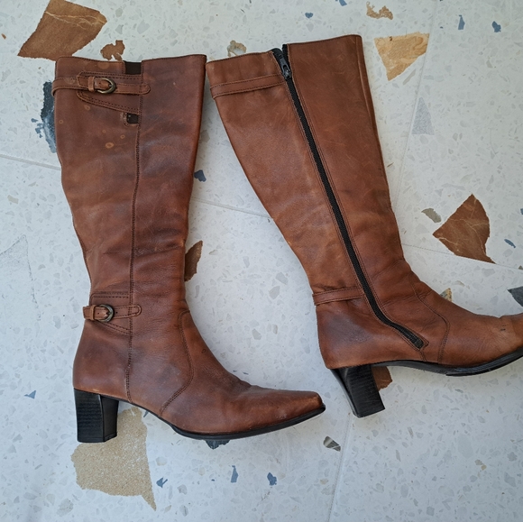 Donforf Tan knee-high leather boots - Picture 2 of 10
